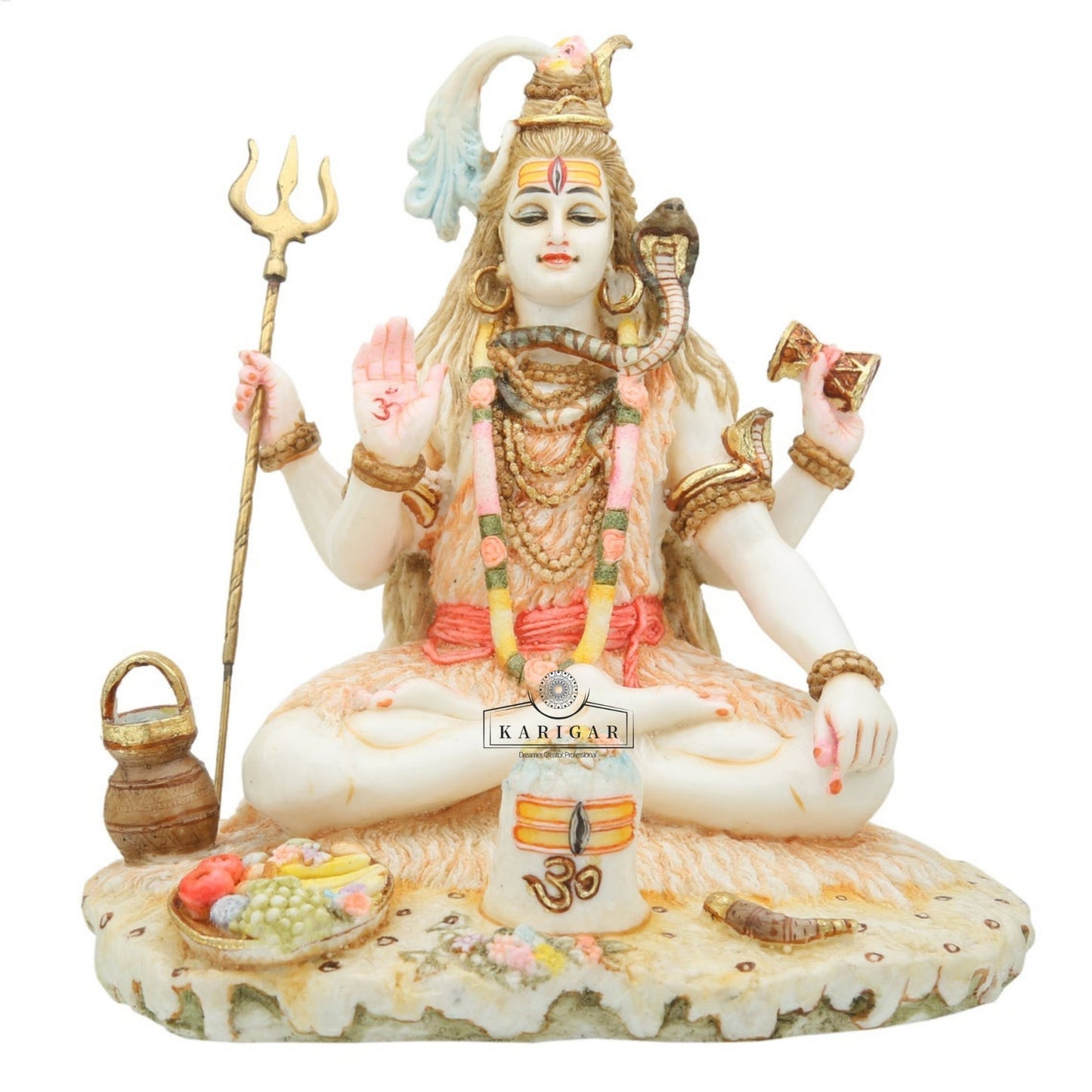 Shiva Statue, Large 9 inches Shiv Murti, Multicolor Mahadev Shankar Sculpture, Marble Shiv Bholenath Figurine, Hindu Religious God Deity, Big Neelkanth Idol, Perfect Home Temple Housewarming Gifts