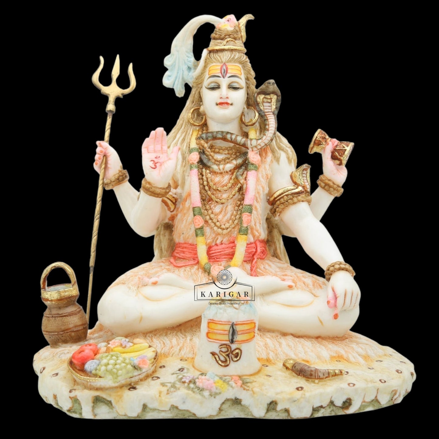 Shiva Statue, Large 9 inches Shiv Murti, Multicolor Mahadev Shankar Sculpture, Marble Shiv Bholenath Figurine, Hindu Religious God Deity, Big Neelkanth Idol, Perfect Home Temple Housewarming Gifts