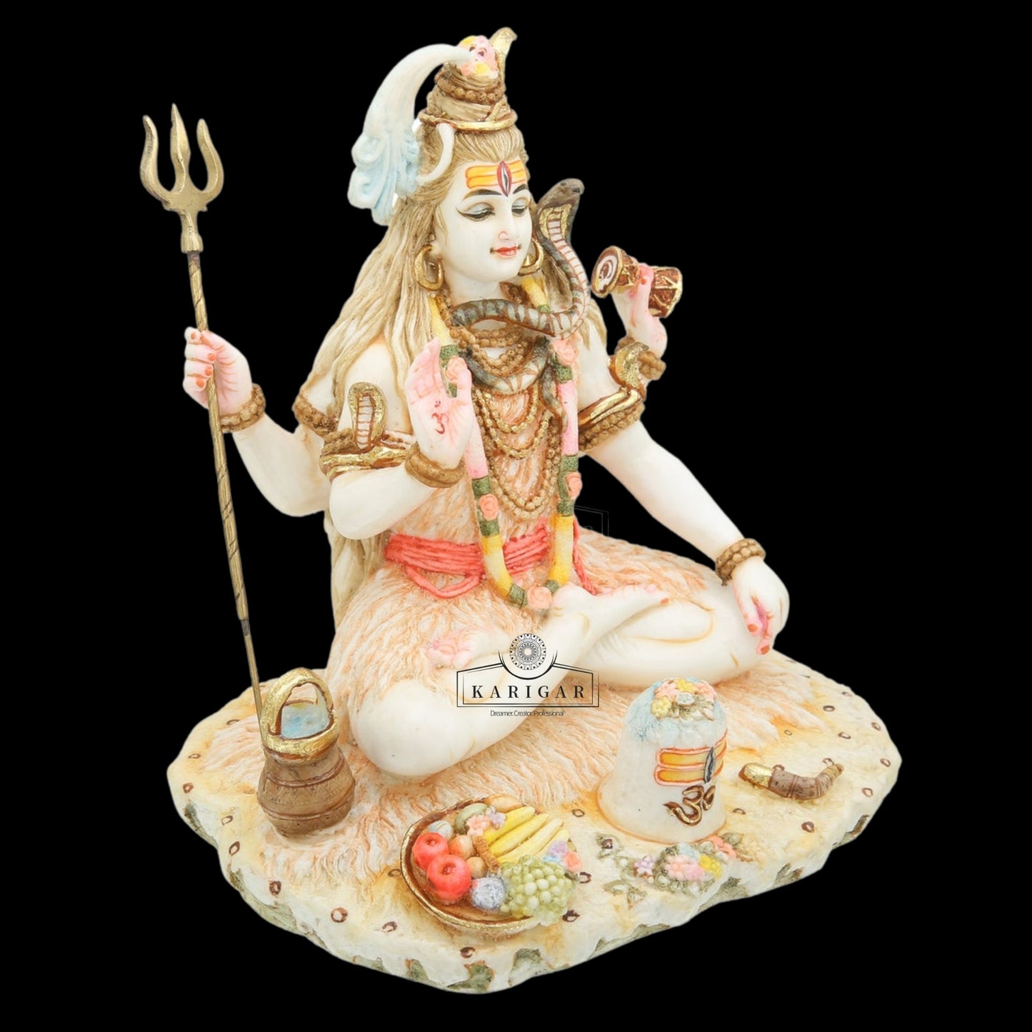 Shiva Statue, Large 9 inches Shiv Murti, Multicolor Mahadev Shankar Sculpture, Marble Shiv Bholenath Figurine, Hindu Religious God Deity, Big Neelkanth Idol, Perfect Home Temple Housewarming Gifts