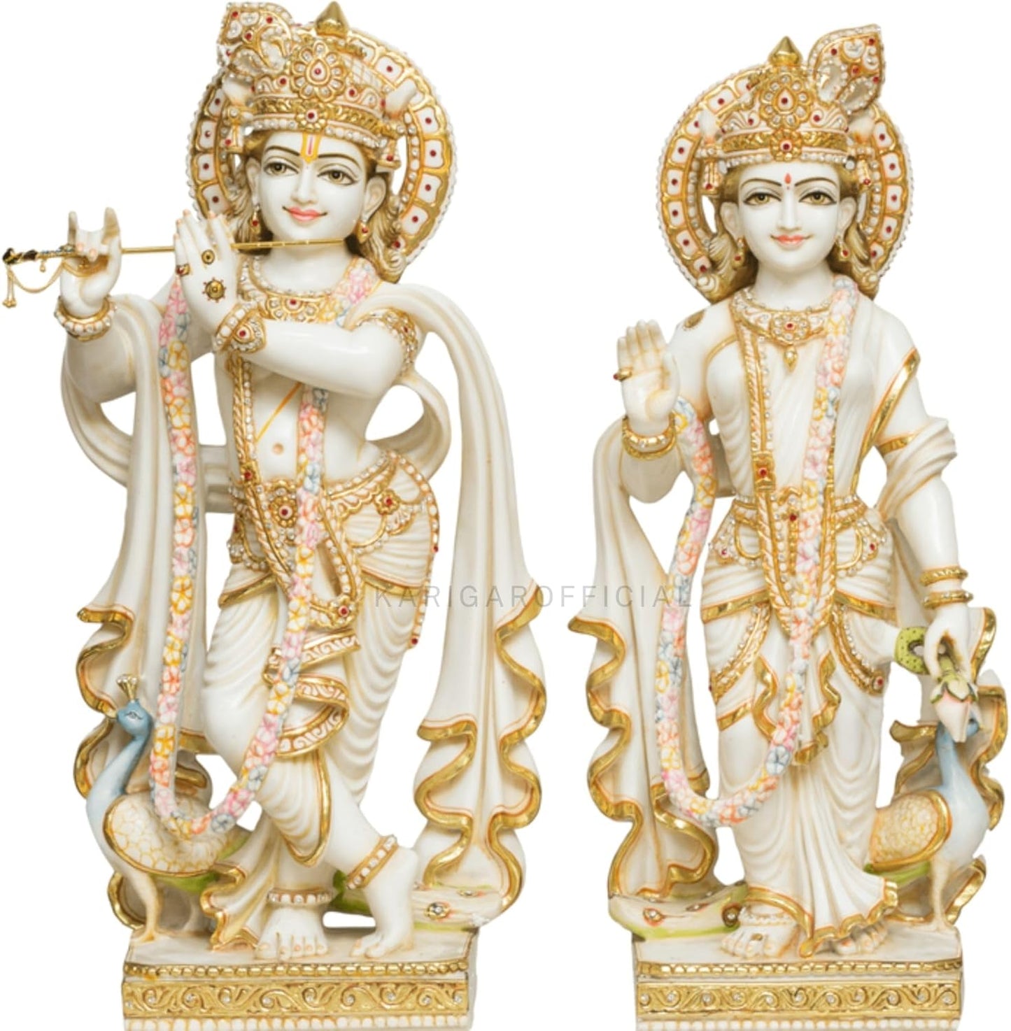 Estatua de Radha Krishna 30 pulgadas Mármol Radha Krishna ídolo Estatua de pareja divina multicolor Figura grande de Radha Krishna Pintada a mano Radha Krishna Murti Boda Inauguración de una casa Regalos de aniversario Escultura