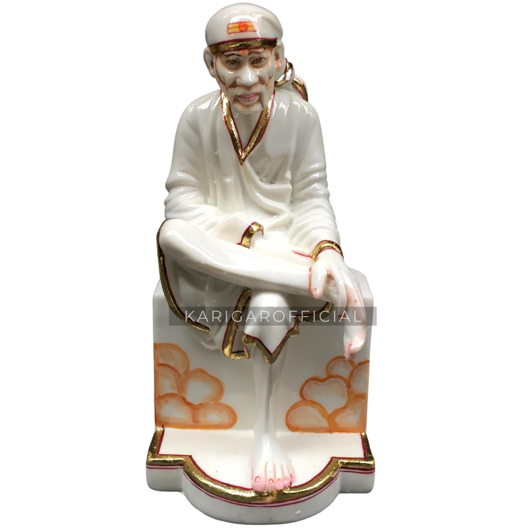 Sai Baba online Statue in Marble Dust Shirdi Sai Baba Idol Sathya Sai Baba Sculpture Believer of all Religions Handmade Sai Baba Idol for Temple